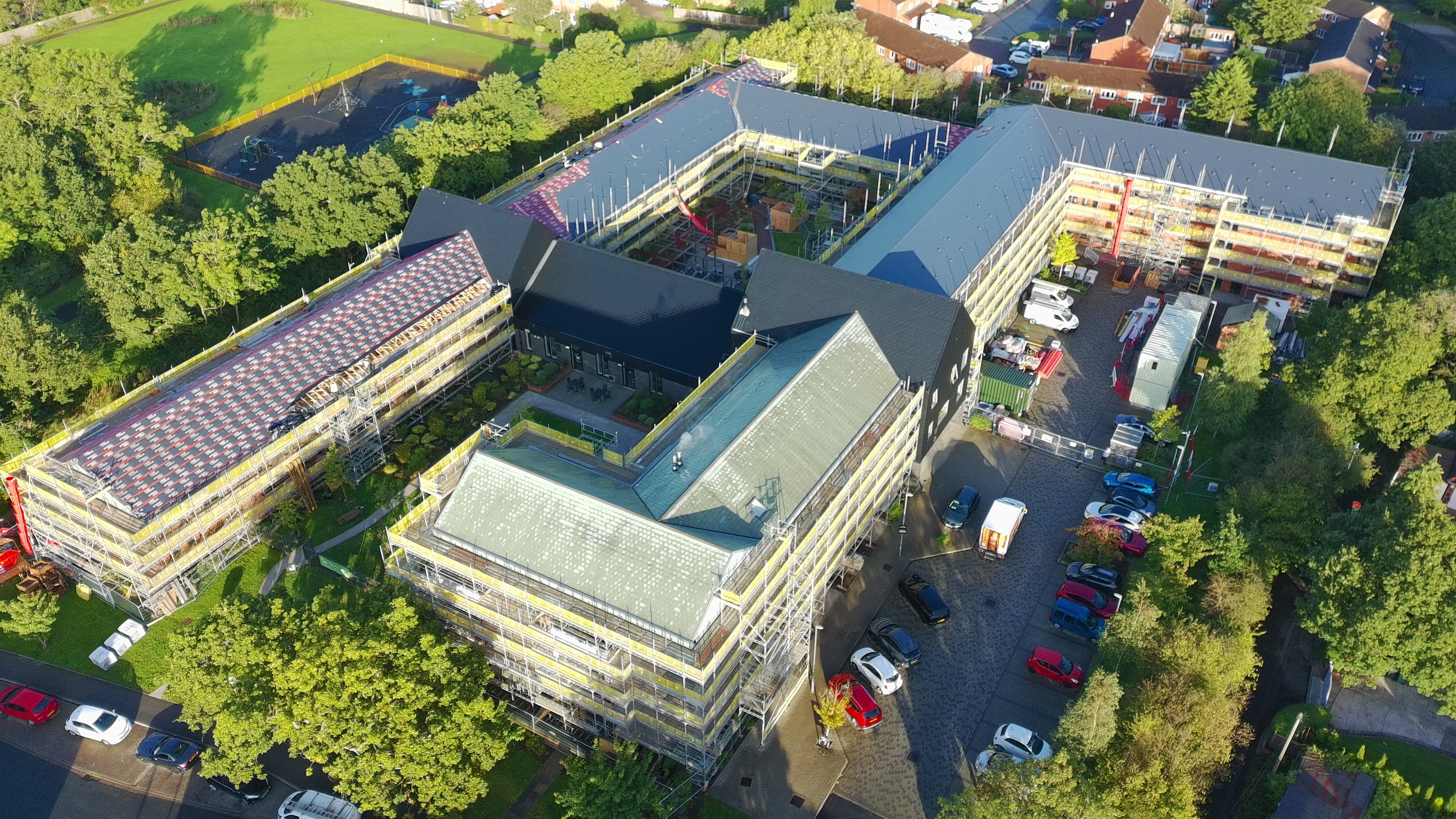 Aerial view of remediation works at The Courtyards