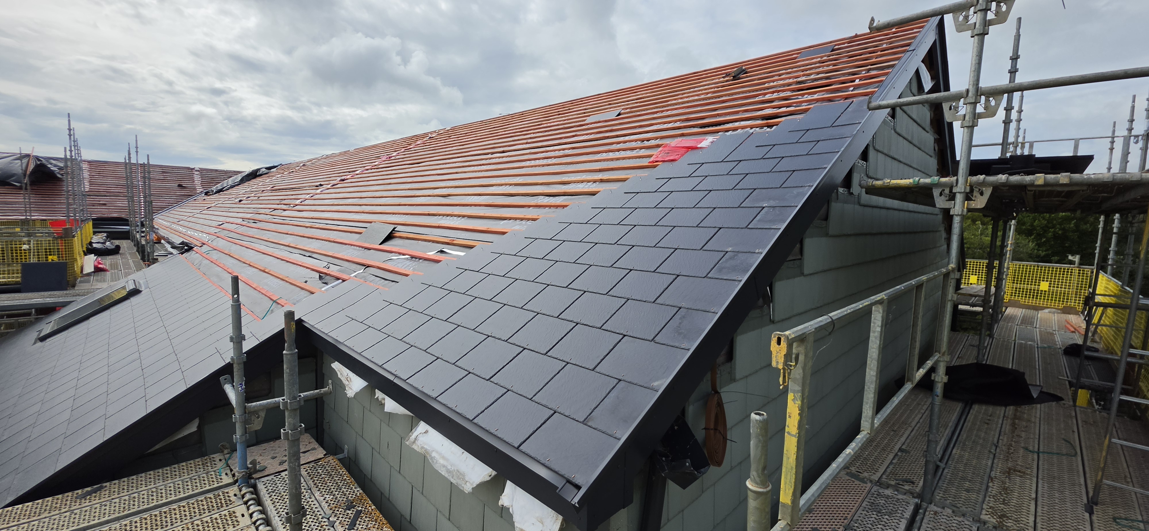 Roof renewal works at a gable at The Courtyards
