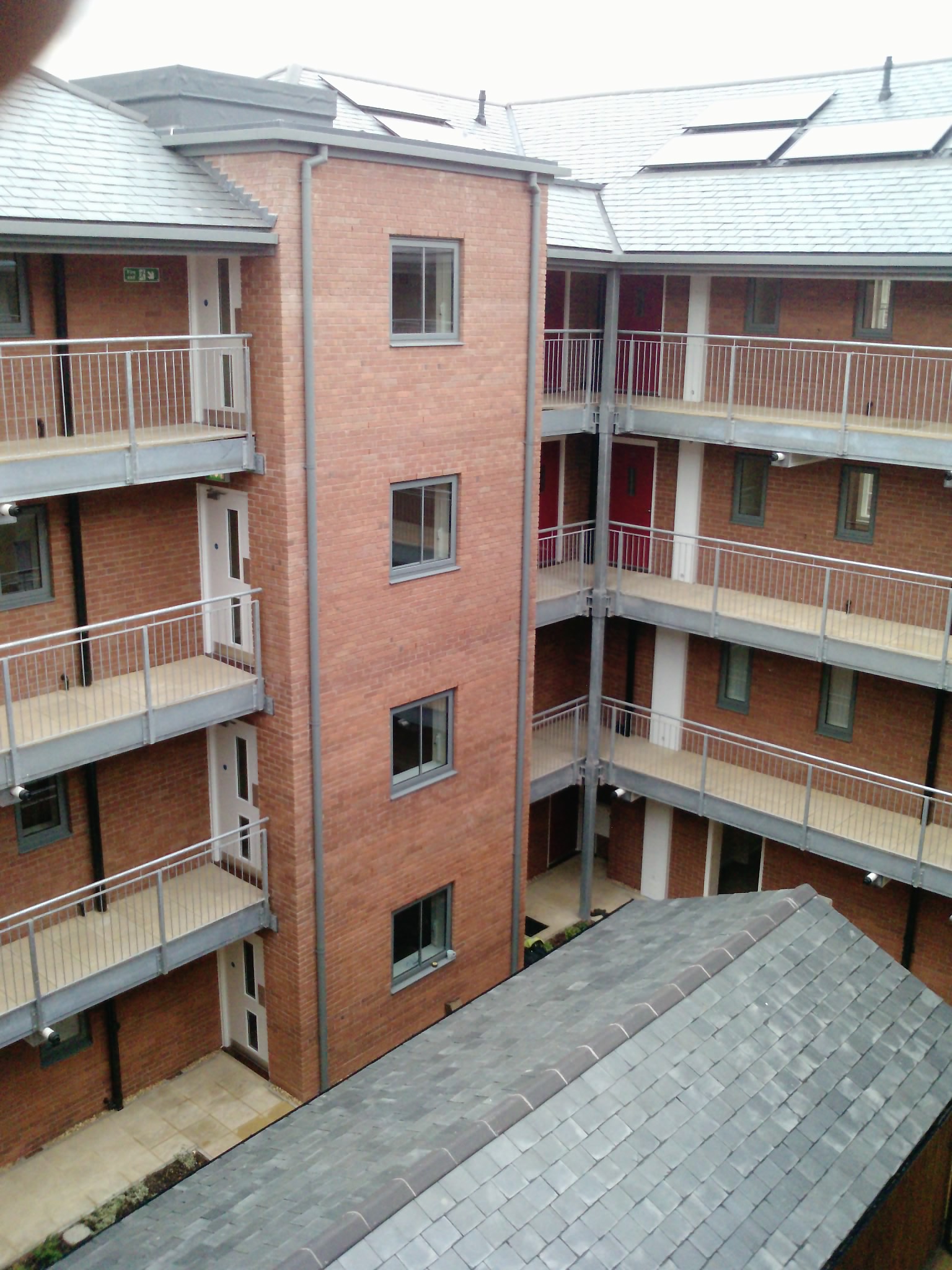 Courtyard stair core and connecting walkways at Old Post Office, Chester