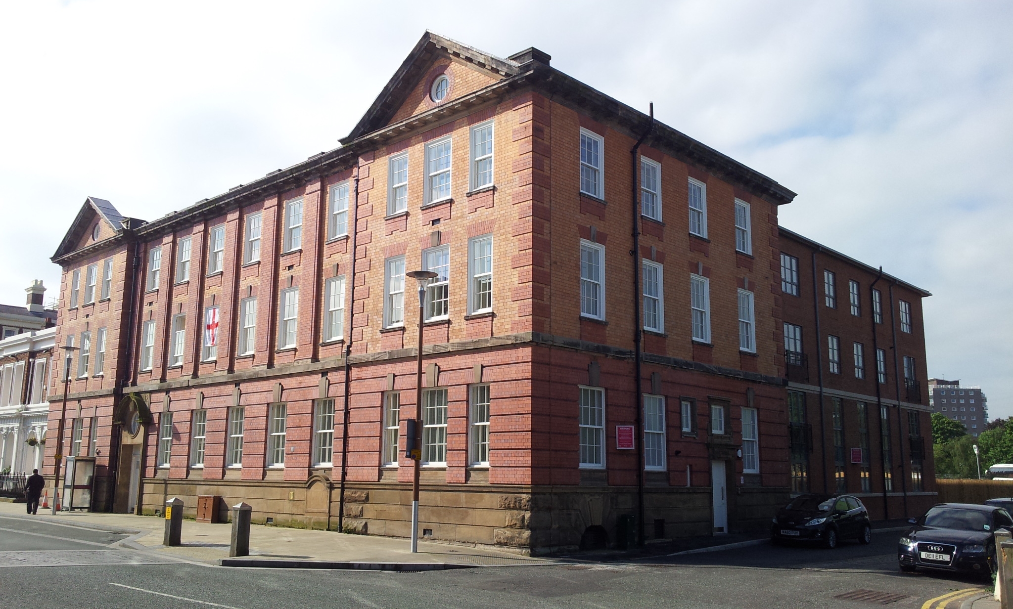 Historic frontage and side elevation at Old Post Office, Chester
