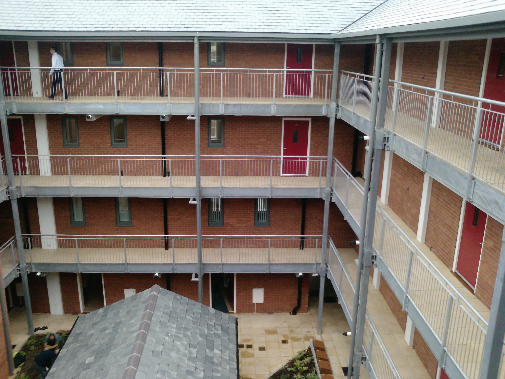 Courtyard and apartment access walkways at Old Post Office, Chester