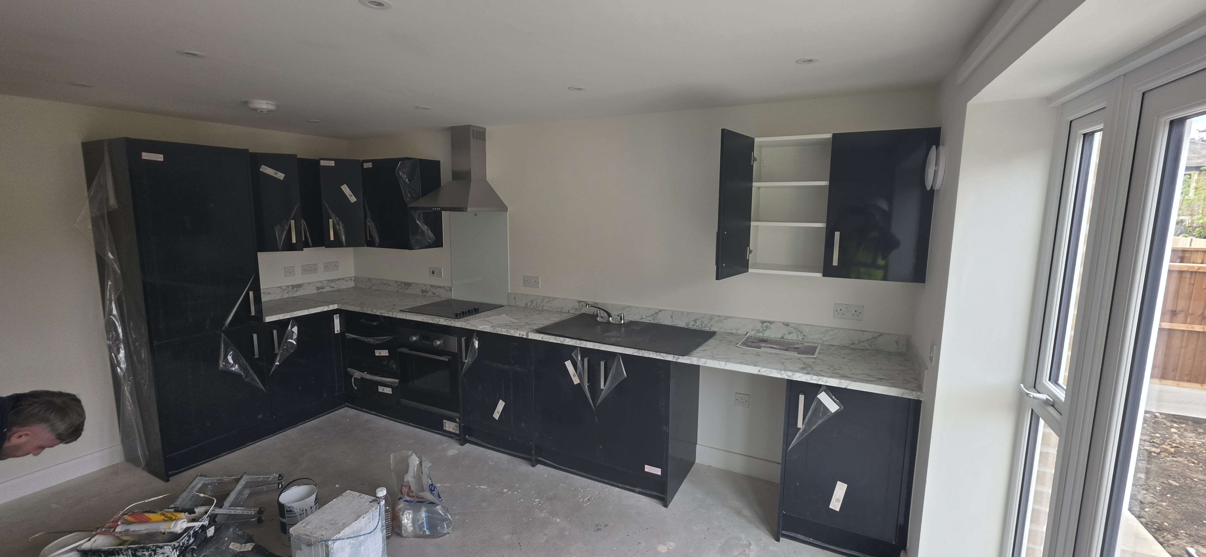 Kitchen during finishing works at The Orchids